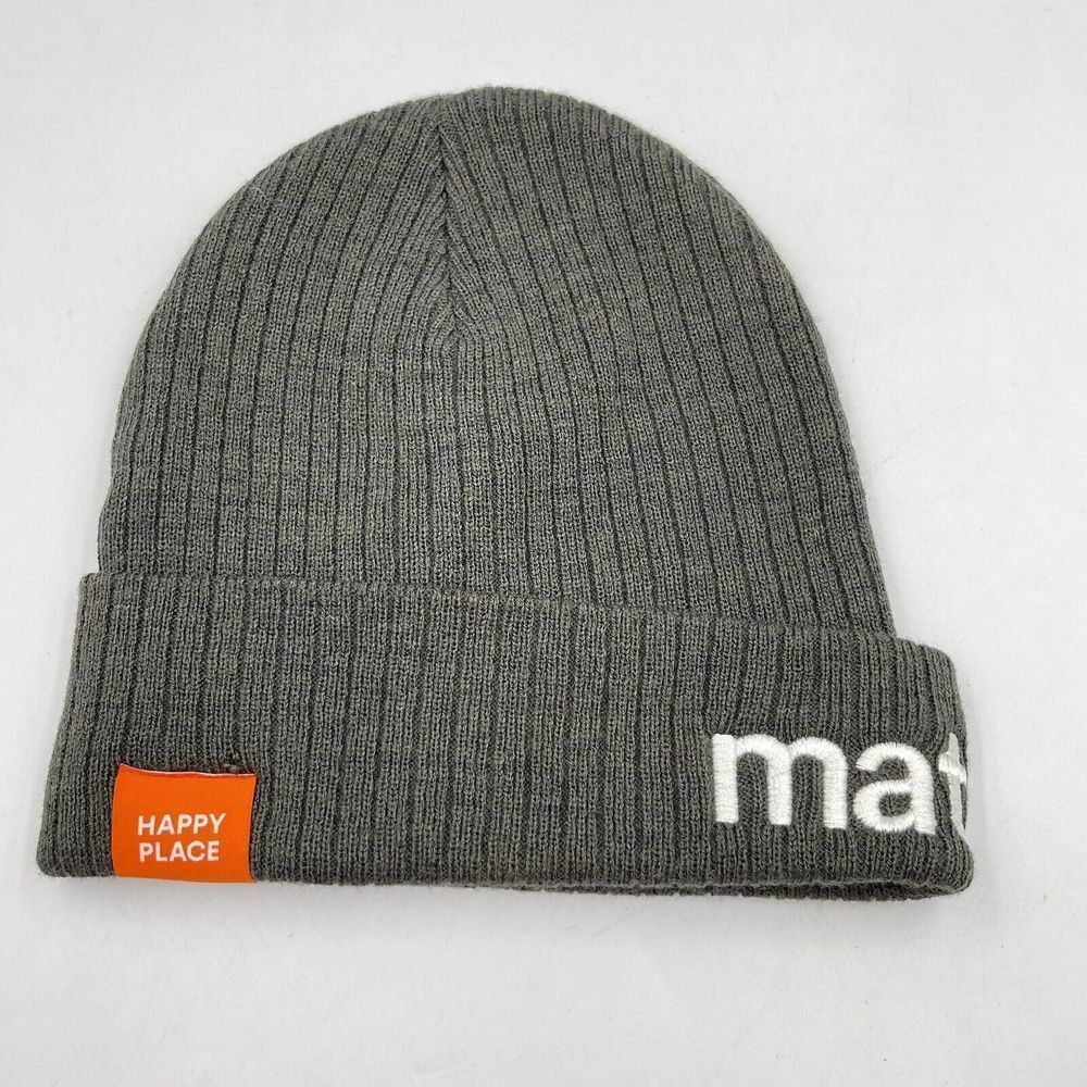 Atlantis Rio Recycled Polyester Beanie Hat Gray Rib Knit One Size Happy Place